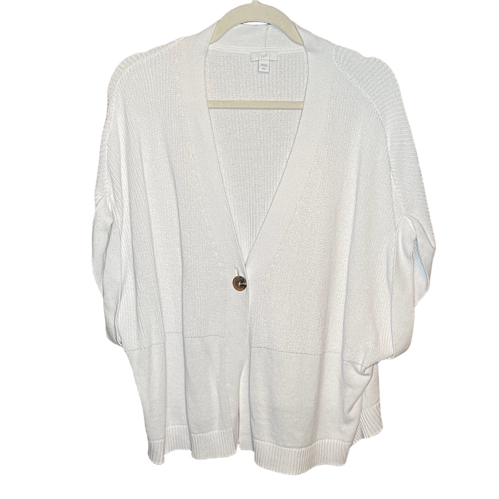 J. Jill Ivory Textured Knit Top Petite Large